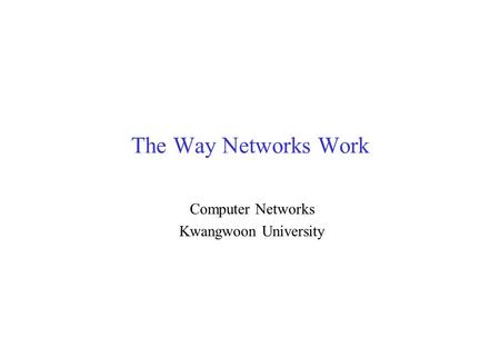 The Way Networks Work Computer Networks Kwangwoon University.