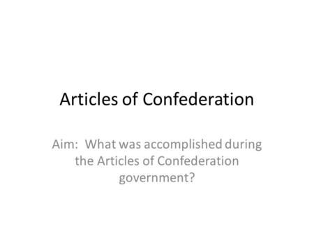 Articles of Confederation