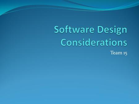 Team 15. Code Modules Web Server Interface and Operating Parameters Chemical Level Detection Calibration Routine Adjusting Agent Calculation Chemical.