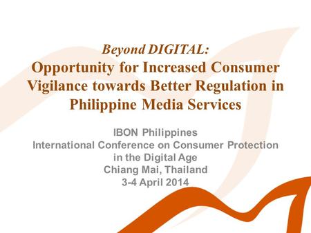 International Conference on Consumer Protection