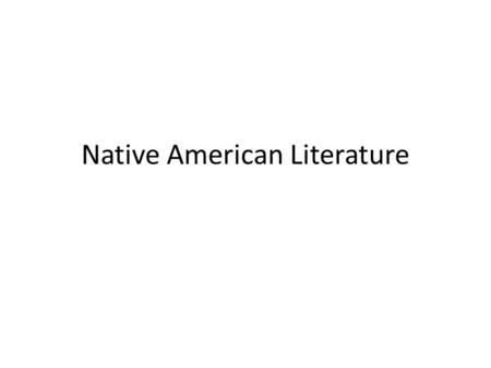 Native American Literature