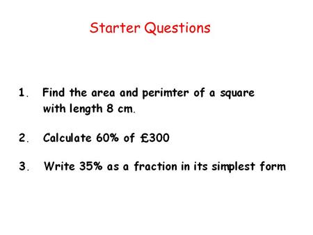 Starter Questions.