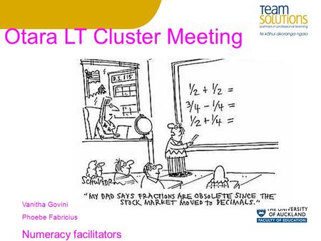 Otara LT Cluster Meeting Vanitha Govini Phoebe Fabricius Numeracy facilitators.