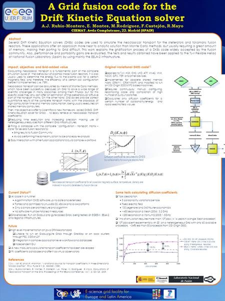 A Grid fusion code for the Drift Kinetic Equation solver A.J. Rubio-Montero, E. Montes, M.Rodríguez, F.Castejón, R.Mayo CIEMAT. Avda Complutense, 22. Madrid.