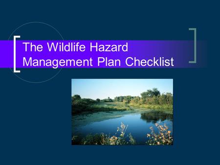 The Wildlife Hazard Management Plan Checklist. Goals More robust WHMP More effective annual review Streamline inspection.