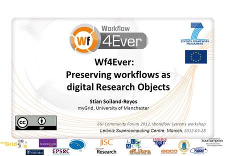 Wf4Ever: Preserving workflows as digital Research Objects EGI Community Forum 2012, Workflow Systems workshop Leibniz Supercomputing Centre, Münich, 2012-03-28.