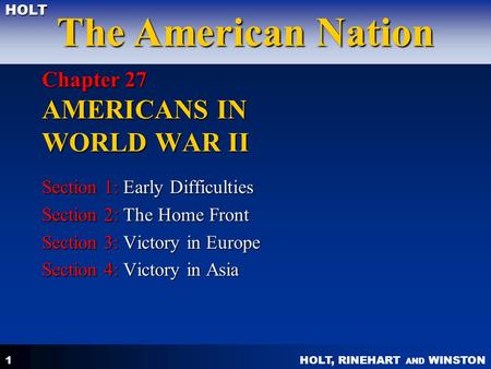 Chapter 27 AMERICANS IN WORLD WAR II