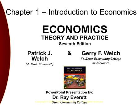 Chapter 1 – Introduction to Economics