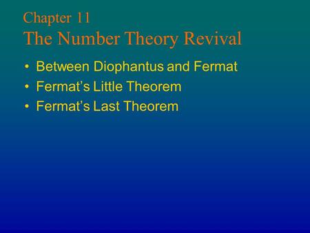 Chapter 11 The Number Theory Revival