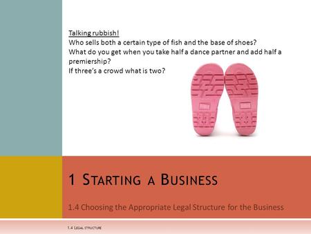 1.4 Choosing the Appropriate Legal Structure for the Business