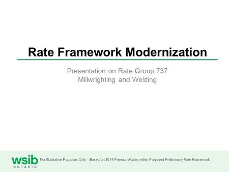 For Illustrative Purposes Only – Based on 2014 Premium Rates within Proposed Preliminary Rate Framework Rate Framework Modernization Presentation on Rate.