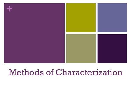 + Methods of Characterization. + Characterize Characterize is a verb that means to describe a character. There are ways that writers of stories and books.