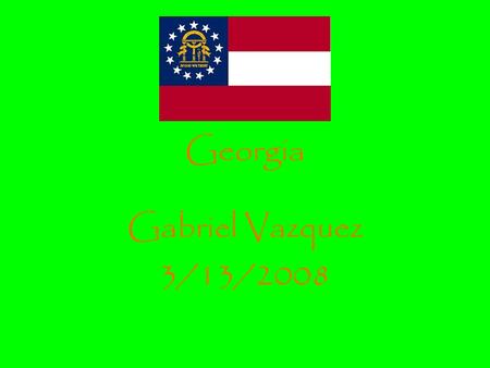 Georgia Gabriel Vazquez 3/13/2008. What other states border my state? Florida, Alabama, Tennessee, North Carolina, South Carolina.