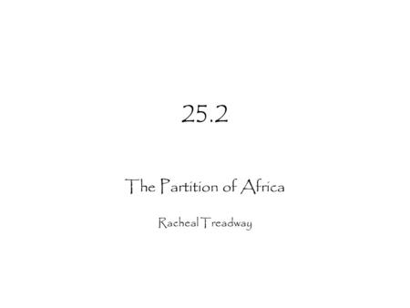 The Partition of Africa