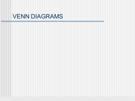 VENN DIAGRAMS. Venn Diagrams A Venn diagram is a drawing in which sets are represented by geometric figures such as circles and rectangles. Venn diagrams.