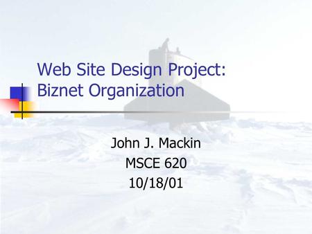 Web Site Design Project: Biznet Organization John J. Mackin MSCE 620 10/18/01.