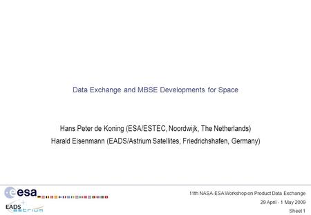 Data Exchange and MBSE Developments for Space