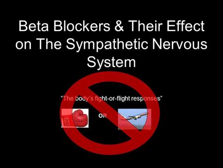 Beta Blockers & Their Effect on The Sympathetic Nervous System “The body’s fight-or-flight responses” OR.