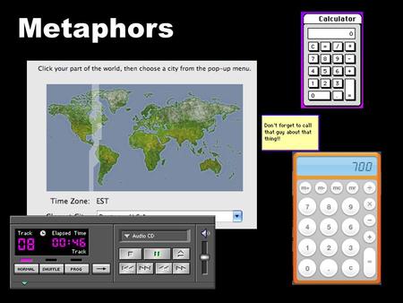 Metaphors. Metaphor n. the application of a word or phrase to an object or concept which it does not literally denote, in order to suggest comparison.