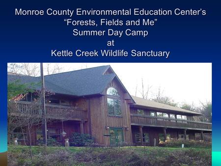 Monroe County Environmental Education Center’s “Forests, Fields and Me” Summer Day Camp at Kettle Creek Wildlife Sanctuary.