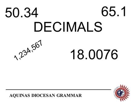 65.1 50.34 DECIMALS 1,234,567 18.0076.