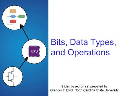 Bits, Data Types, and Operations Slides based on set prepared by Gregory T. Byrd, North Carolina State University.