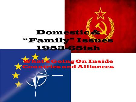 Domestic & “Family” Issues 1953-65ish What’s Going On Inside Countries and Alliances.