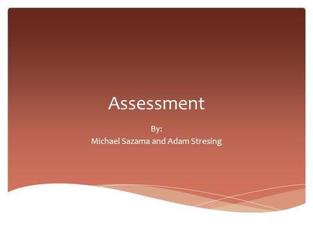 Assessment By: Michael Sazama and Adam Stresing.  Dictionary definition: a judgment about something based on an understanding of the situation What do.