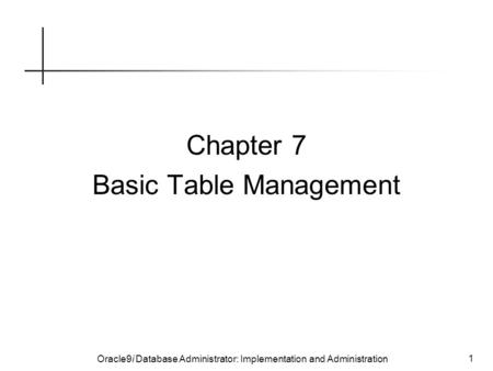 Oracle9i Database Administrator: Implementation and Administration 1 Chapter 7 Basic Table Management.