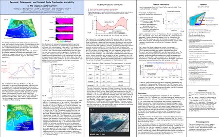 Seasonal, Interannual, and Decadal Scale Freshwater Variability in the Alaska Coastal Current Thomas J. Weingartner 1, Seth L. Danielson 1, and Thomas.