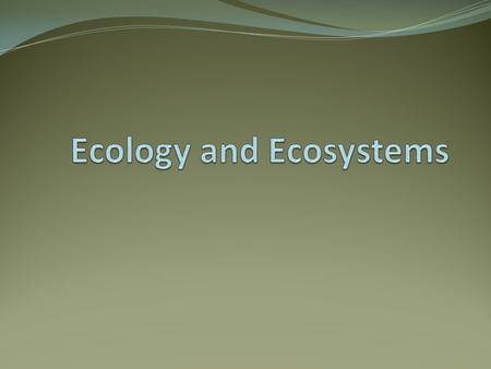 Objectives 1. Define ecology and ecosystems. 2. Explain natural selection and succession. 3. Define homeostasis. 4. Identify communities found in nature.