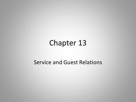 Service and Guest Relations