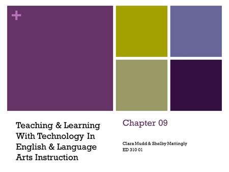 + Chapter 09 Clara Mudd & Shelby Mattingly ED 310 01 Teaching & Learning With Technology In English & Language Arts Instruction.