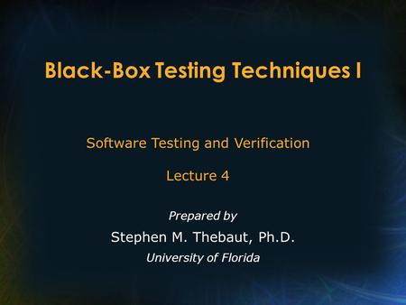 Black-Box Testing Techniques I