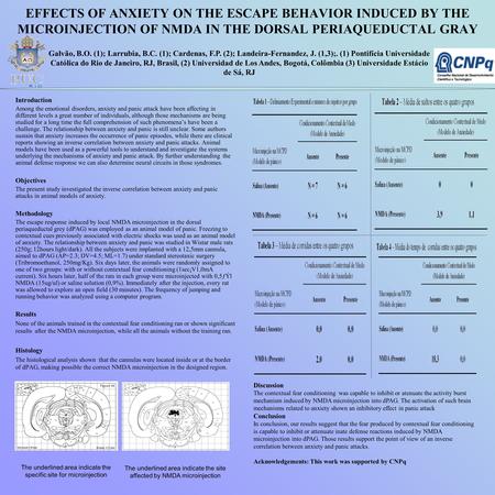 EFFECTS OF ANXIETY ON THE ESCAPE BEHAVIOR INDUCED BY THE MICROINJECTION OF NMDA IN THE DORSAL PERIAQUEDUCTAL GRAY Introduction Among the emotional disorders,