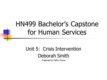 HN499 Bachelor’s Capstone for Human Services