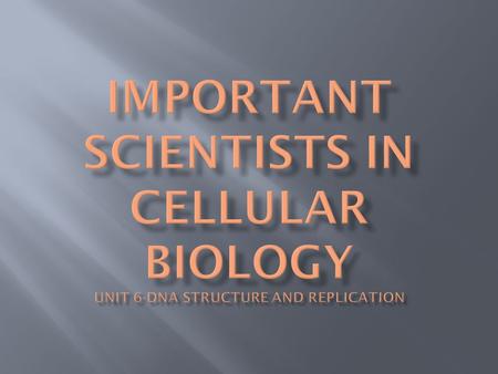  Introduction to DNA Introduction to DNA  Contributed to cell theory (All living things are composed of cells.); worked with Theodor Schwann; studied.