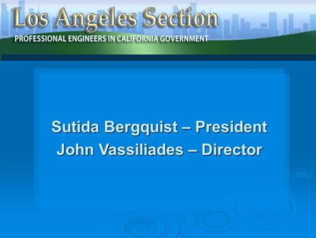 Sutida Bergquist – President John Vassiliades – Director Sutida Bergquist – President John Vassiliades – Director.