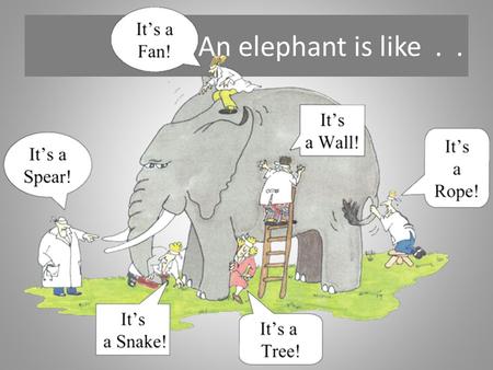 An elephant is like... Is this an elephant? What can an elephant tell us about God?