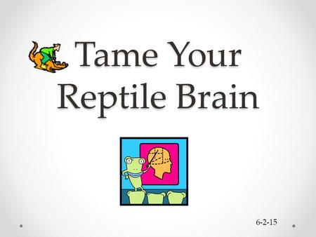 Tame Your Reptile Brain 6-2-15. Sources Bradberry, Travis and Jean Greaves. Emotional Intelligence 2.0. TalentSmart, 2009. Connors, Roger, et. al. The.