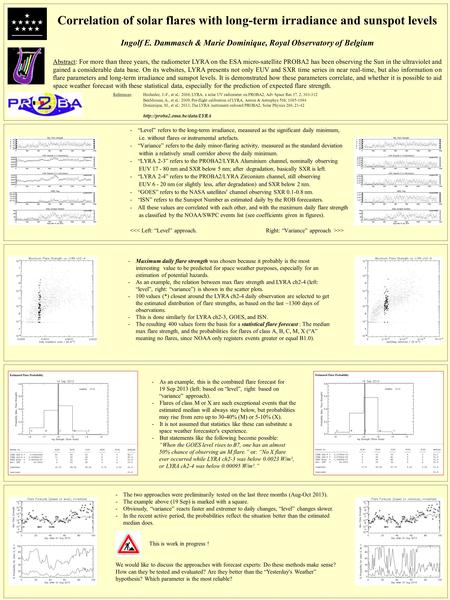 - “Level” refers to the long-term irradiance, measured as the significant daily minimum, i.e. without flares or instrumental artefacts. - “Variance” refers.