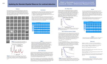 Updating the Standard Spatial Observer for contrast detection Summary Watson and Ahumada (2005) constructed a Standard Spatial Observer (SSO) model for.