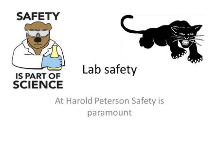 Lab safety At Harold Peterson Safety is paramount.