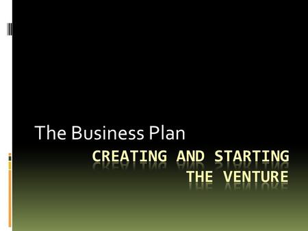 Creating and Starting the Venture