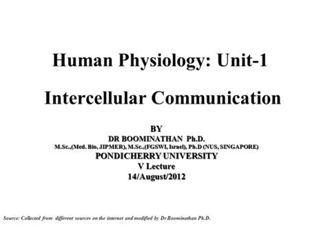 Human Physiology: Unit-1