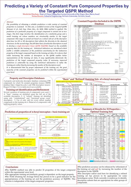 Predicting a Variety of Constant Pure Compound Properties by the Targeted QSPR Method Abstract The possibility of obtaining a reliable prediction a wide.