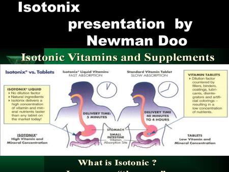 Isotonix presentation by Newman Doo. Isotonix l Superior Delivery … l Superior Value!