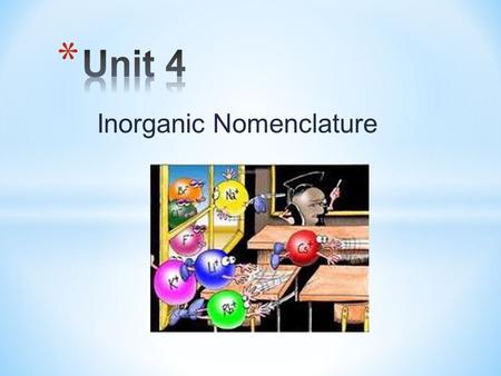 Inorganic Nomenclature. Metals: Form positive ions. Non-metals: Form negative ions. (H is the exception). Anion: negatively charged ion (Cl -, O 2 -,