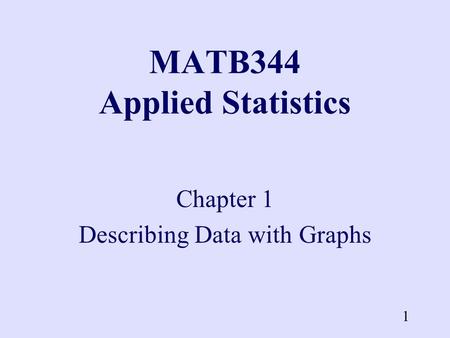 1 MATB344 Applied Statistics Chapter 1 Describing Data with Graphs.