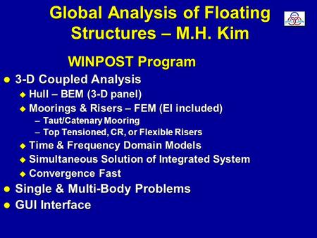 Global Analysis of Floating Structures – M.H. Kim